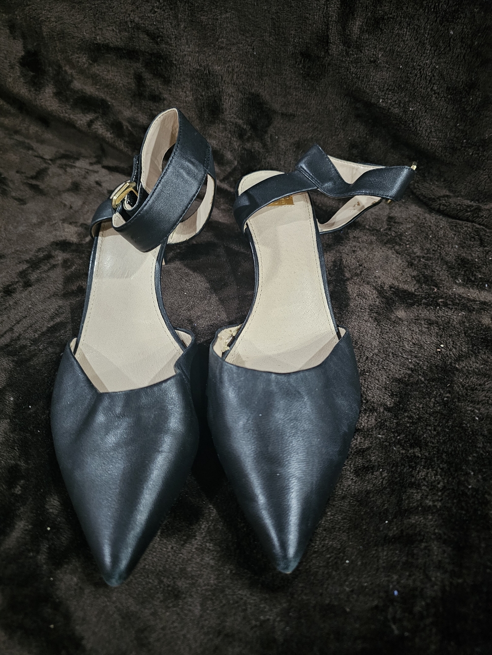Louise et Cie Black Pointed Ankle-Strap Heels